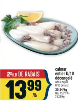 Marché Adonis CALMAR ENTIER U/10 DÉCONGELÉ | WHOLE SQUID U/10 DEFROST offer