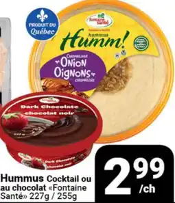 Pasquier Hummus Cocktail ou au chocolat Fontaine Santé offer
