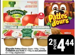 Pasquier Biscuits Pattes d'ours Dare 168g, Collation aux fruits 4 x 90 g ou aux pommes 6 x 113 g Applesnax offer