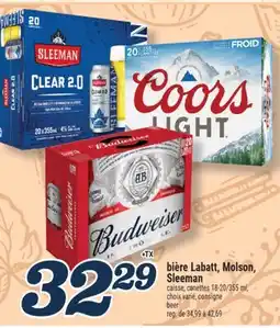 Marché Richelieu BIÈRE LABATT, MOLSON, SLEEMAN | BEER offer