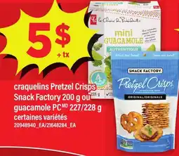Maxi CRAQUELINS PRETZEL CRISPS SNACK FACTORY 200 G OU GUACAMOLE PC, 227/228 G offer