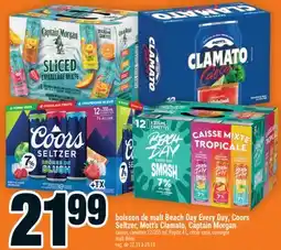 Super C boisson de malt Beach Day Every Day, Coors Seltzer, Mott's Clamato, Captain Morgan | malt drink offer