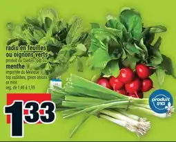 Super C radis en feuilles ou oignons verts ou menthe offer