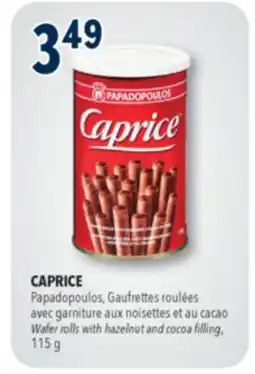 Familiprix Papadopoulos Caprice wafer rolls with hazelnut cocoa filling offer