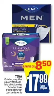 Jean Coutu TENA Selected leak- proof underwear, pads and guards offer