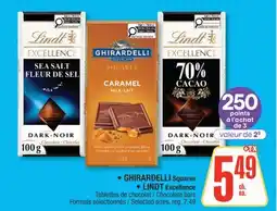 Jean Coutu GHIRARDELLI Squares, LINDT Excellence Chocolate bars offer