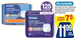 Jean Coutu Personnelle Selected incontinence pads and underwear offer