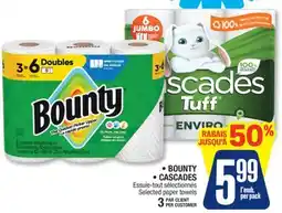 Jean Coutu BOUNTY, CASCADES Selected paper towels offer