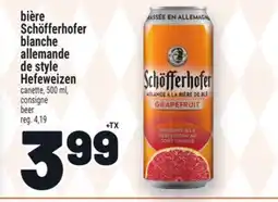 Metro BIÈRE SCHÖFFERHOFER BLANCHE ALLEMANDE DE STYLE HEFEWEIZEN | BEER offer