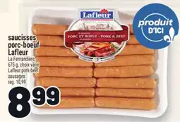Metro SAUCISSES PORC-BOEUF LAFLEUR | LAFLEUR PORK-BEEF SAUSAGES offer
