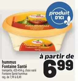 Metro HUMMUS FONTAINESANTÉ | FONTAINESANTÉ HUMMUS offer