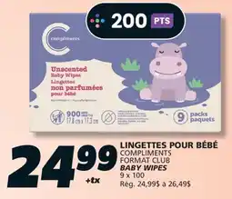 IGA COMPLIMENTS FORMAT CLUB BABY WIPES offer