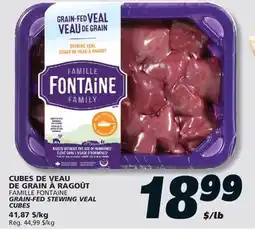 IGA FAMILLE FONTAINE GRAIN-FED STEWING VEAL CUBES offer