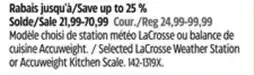 Canadian Tire Selected LaCrosse Weather Station or Accuweight Kitchen Scale offer