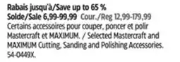 Canadian Tire Selected Mastercraft and MAXIMUM Cutting, Sanding and Polishing Accessories offer