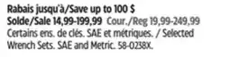 Canadian Tire Selected Wrench Sets offer