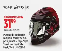 Canadian Tire Road Warrior Cage-Style Street Hockey Goalie Mask, Youth offer