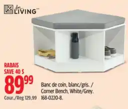 Canadian Tire Corner Bench, White/Grey offer