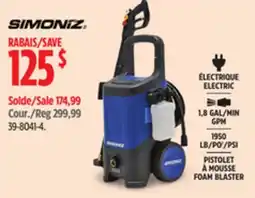 Canadian Tire SIMONIZ 1950 PSI 1.8 GPM Wheeled Electric Pressure Washer with Foam Blaster offer