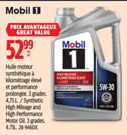 Canadian Tire Mobil 1 Synthetic High Mileage and High Performance Motor Oil offer