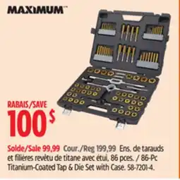 Canadian Tire 86-Pc Titanium-Coated Tap & Die Set with Case offer
