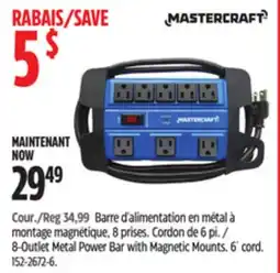 Canadian Tire Mastercraft 8-Outlet Metal Power Bar with Magnetic Mounts offer