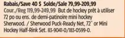 Canadian Tire Sherwood Puck-Ready Net, 72˝ or Mini Hockey Half-Rink Set offer