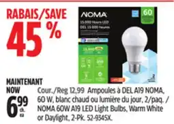 Canadian Tire NOMA 60W A19 LED Light Bulbs, Warm White or Daylight offer