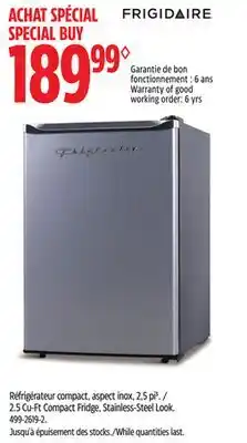 Canadian Tire Frigidaire 2.5Cu-Ft Compact Fridge, Stainless-Steel Look offer
