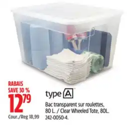 Canadian Tire type A Clear Wheeled Tote offer