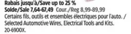 Canadian Tire Selected Automotive Wires, Electrical Tools and Kits offer