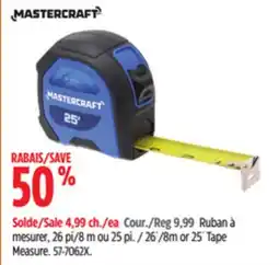 Canadian Tire Mastercraft 26´/8m or 25´ Tape Measure offer