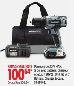 Canadian Tire MAXIMUM 20V½ Drill Kit with Battery, Charger & Case offer
