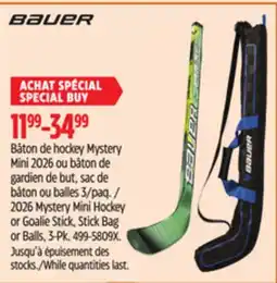 Canadian Tire 2026 Mystery Mini Hockey or Goalie Stick, Stick Bag or Balls, 3-Pk offer