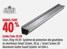 Canadian Tire Smart Screen 20´ Aluminum Gutter Guard System offer