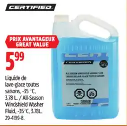 Canadian Tire CERTIFIED All-Season Windshield Washer Fluid, -35°C, 3.78L offer