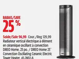 Canadian Tire DREO Home 23˝ Convection Oscillating Ceramic Electric Tower Heater offer