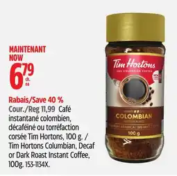 Canadian Tire Tim Hortons Colombian, Decaf or Dark Roast Instant Coffee, 100 g offer