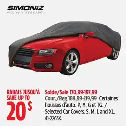 Canadian Tire Selected Car Covers. S, M, L and XL offer