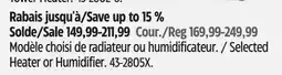 Canadian Tire Selected Heater or Humidifier offer