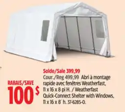 Canadian Tire Weatherfast Quick-Connect Shelter with Windows, 11 x 16 x 8´ h offer