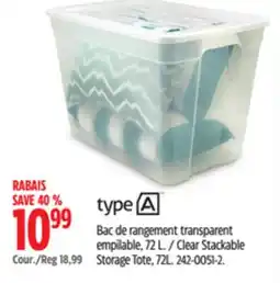 Canadian Tire Clear Stackable Storage Tote offer