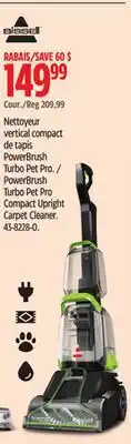 Canadian Tire PowerBrush Turbo Pet Pro Compact Upright Carpet Cleaner offer