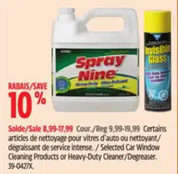 Canadian Tire Spray Nine Selected Car Window Cleaning Products or Heavy-Duty Cleaner/Degreaser offer