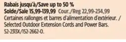 Canadian Tire Selected Outdoor Extension Cords and Power Bars offer