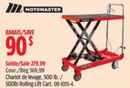 Canadian Tire Motomaster 500lb Rolling Lift Cart offer