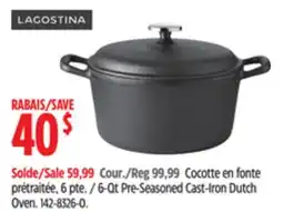 Canadian Tire Lagostina 6-Qt Pre-Seasoned Cast-Iron Dutch Oven offer