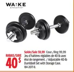 Canadian Tire Adjustable 40-lb Dumbbell Set with Storage Case offer