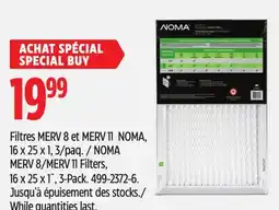 Canadian Tire NOMA MERV 8/MERV 11 Filters, 16 x 25 x 1˝, 3-Pack offer