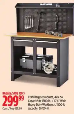 Canadian Tire 471⁄4˝ Wide Heavy-Duty Workbench offer